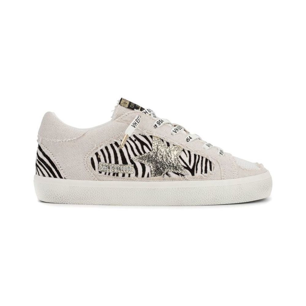 Vintage Havana White Zebra Print Sneakers with Gold Star